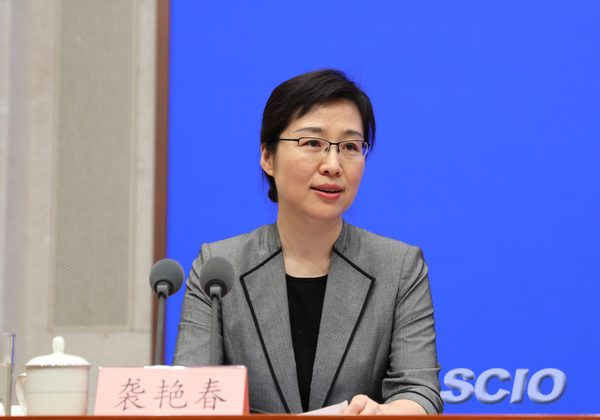 國新辦新聞局副局長、新聞發言人襲艷春（焦非 攝）