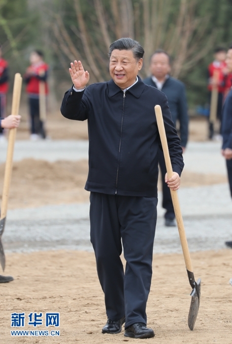 習(xí)近平在參加首都義務(wù)植樹活動(dòng)1